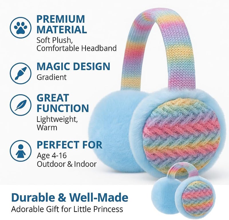 BUTITNOW Winter Knit EarMuffs for Kids Warm Furry Girls Ear Muffs Plush Toddler Ear Warmers Outdoor Ear Covers - Image 3